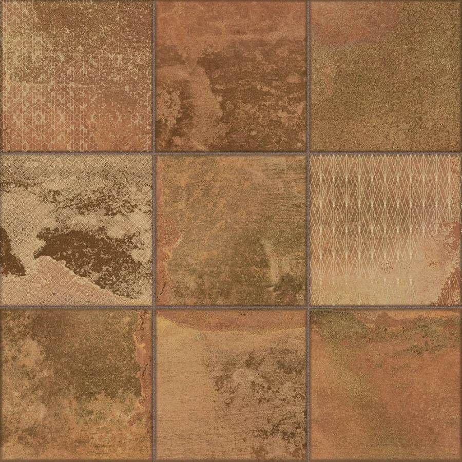 Керамогранит La Platera Cora Kube Cobre-D матовый коричневый 45х45 см