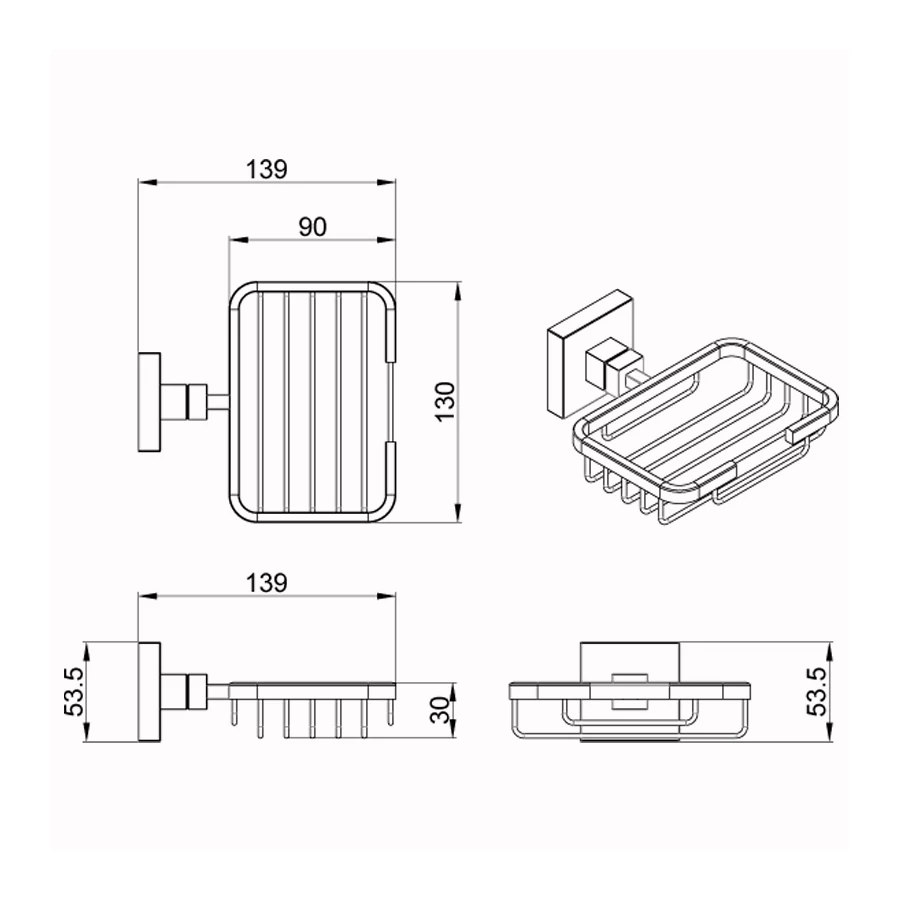 Мыльница решетка Azario Rina хром AZ-87009