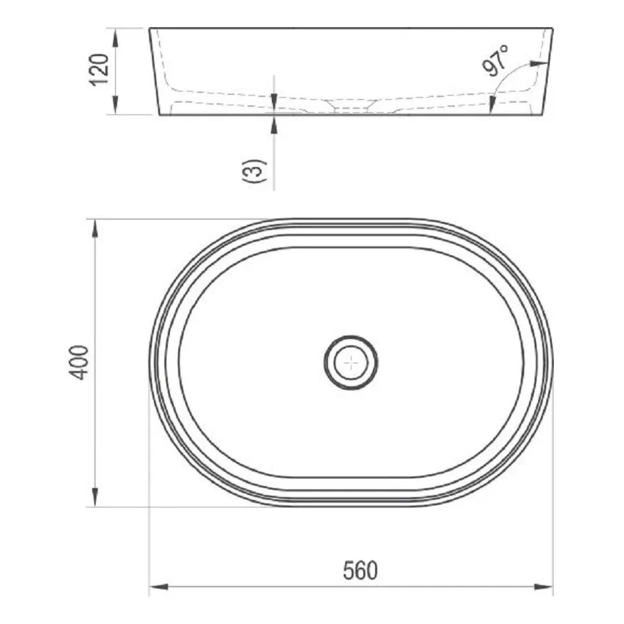 Умывальник Ravak Moon 2 без перелива XJN01300002 56x40 см