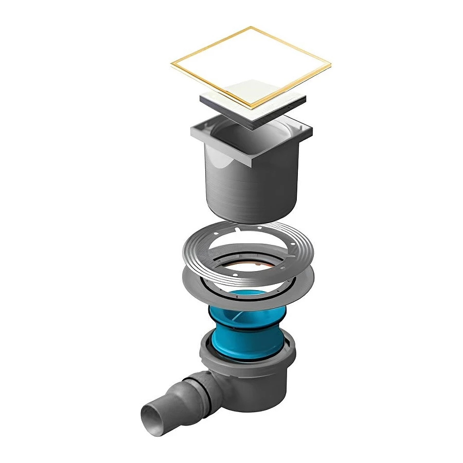 Точечный трап Pestan Confluo Standard White Glass Gold 13000156 15х15 см