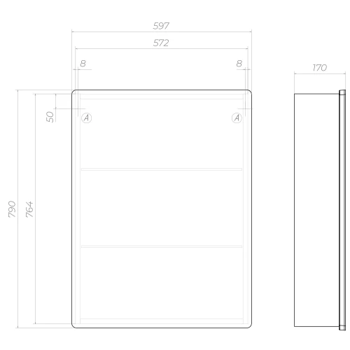 Зеркало шкаф Vigo Geometry Step 600 навесной 301 59.7x79 см