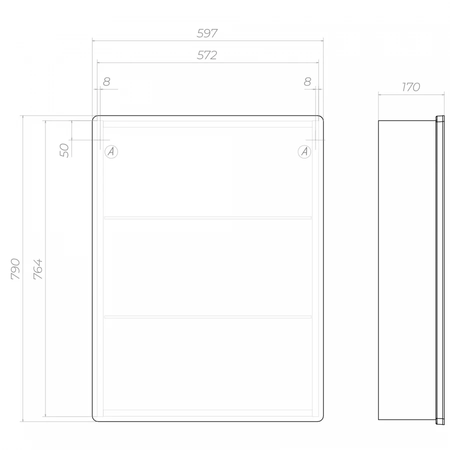 Зеркало шкаф Vigo Geometry Step 600 навесной 301 59.7x79 см