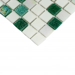 Мозаика Bonaparte Стеклянная мозаика Bellini 20х20 глянцевая бело-зеленая 32,7х32,7 см