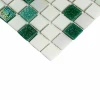 Мозаика Bonaparte Стеклянная мозаика Bellini 20х20 глянцевая бело-зеленая 32,7х32,7 см
