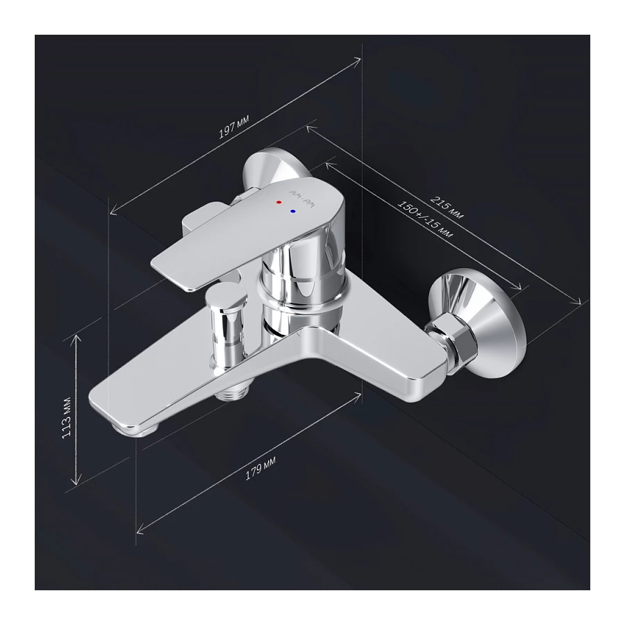 Смеситель Am Pm Gem для ванны и душа F90A10000