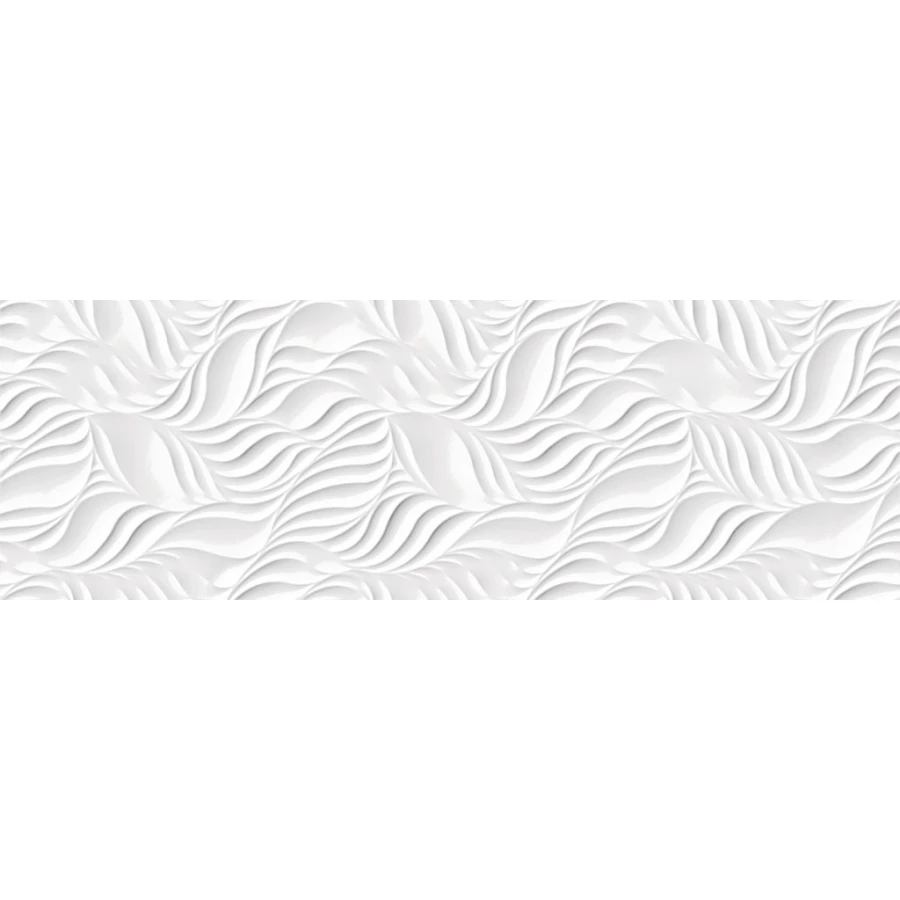 Плитка настенная Cifre Leaves Glaciar Brillo белая 30*90 см