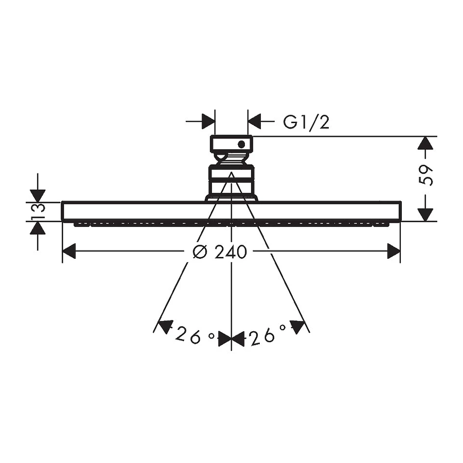Верхний душ Hansgrohe Raindance S 1jet 240 PowderRain 27623000
