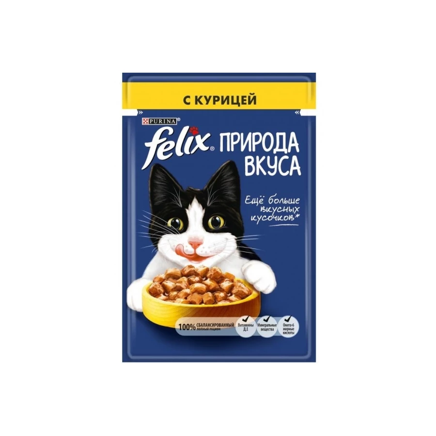 Консервы Felix Природа вкуса для взрослых кошек, с курицей пауч 85 г