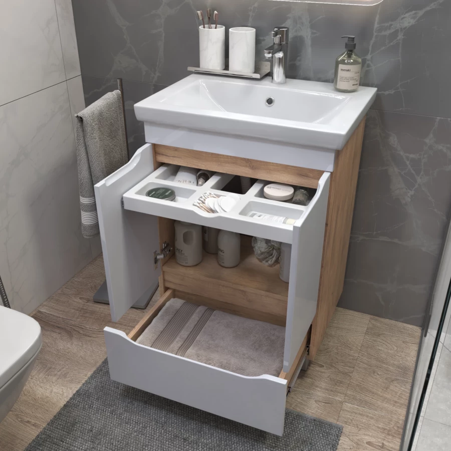 Тумба под раковину Vigo Grani 600-2-1 дуб золотой 284 дуб золотой