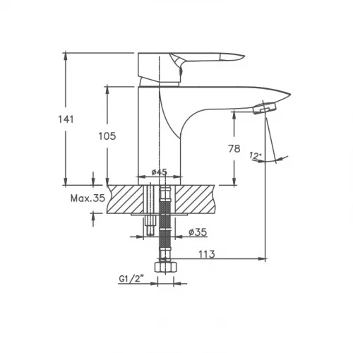 Смеситель Cron CN095 для раковины хром CN10095