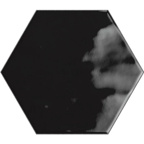 Плитка керамическая Ribesalbes Геометри Hеx Блаcк Глоссы / Geometry Hex Black Glossy глянцевая черная PT03136 17,3х15 см