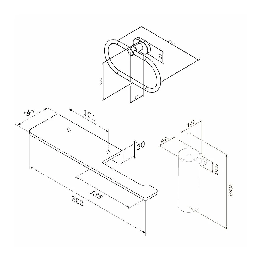 Набор аксессуаров для зоны туалета Am Pm Sense L AK74T0503W