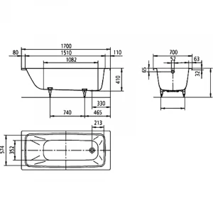 Стальная ванна Kaldewei Cayono easy-clean mod 749 274900013001 170x70 см