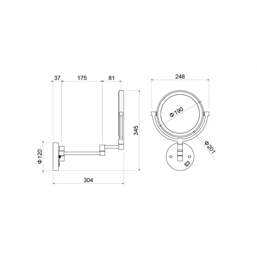 Зеркало Aquatek косметическое настенное с подсветкой 5х AQ4915CR