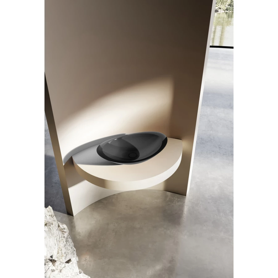 Раковина накладная прозрачная Abber Kristall черная AT2808Onyx 60,5х38 см