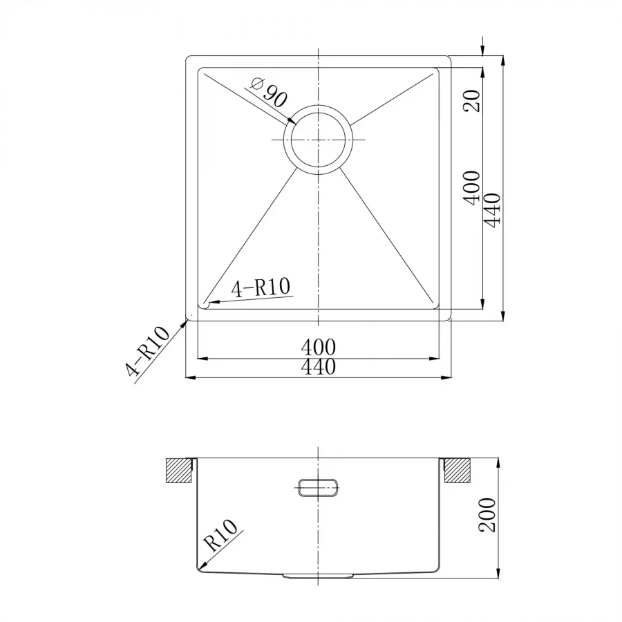 Кухонная мойка Lemark Olanga 440 прямоугольная из нержавеющей стали сталь 9937121