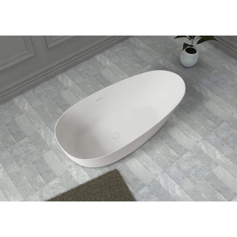 Ванна из искусственного камня Abber Stein белая матовая AS9611-1.6 160х75 см