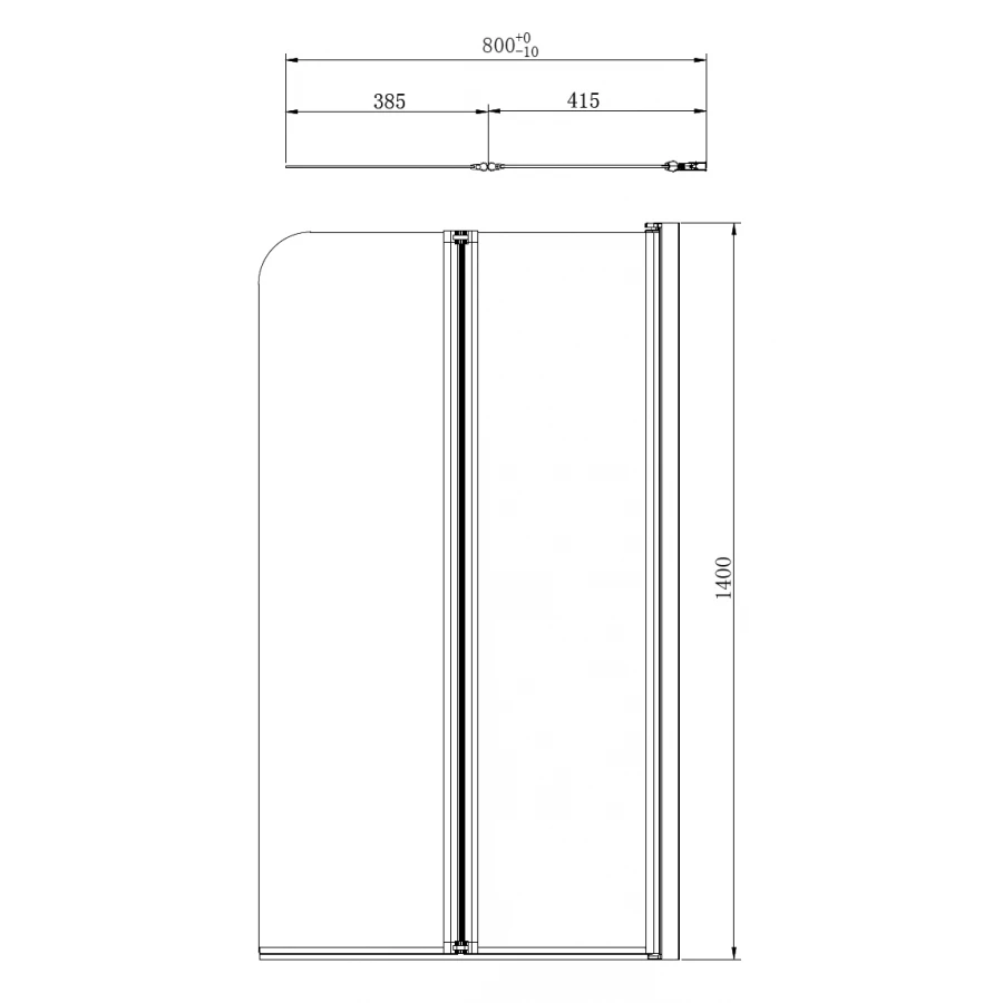 Шторка для ванны Azario Boston хром прозрачное стекло 4 мм AZ-141 80x140 см