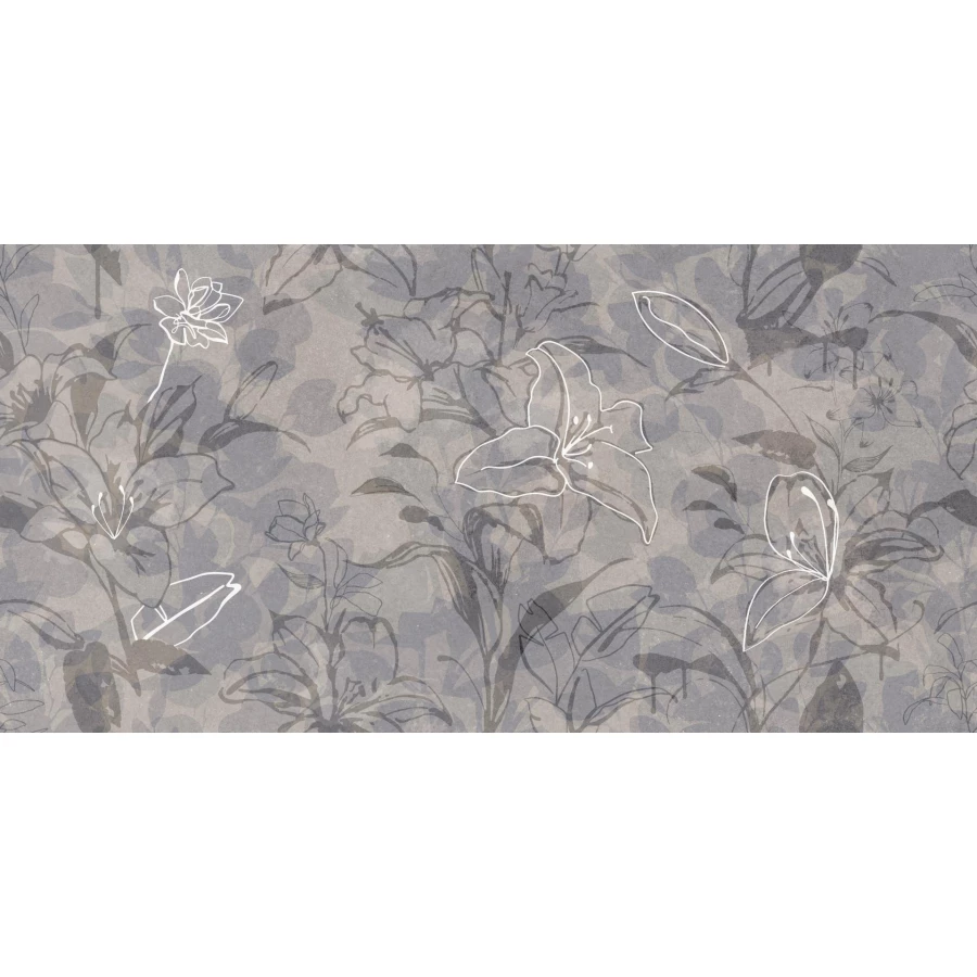 Керамогранит Meissen Keramik Floresta цветы синий ректификат 17551 120х60 см