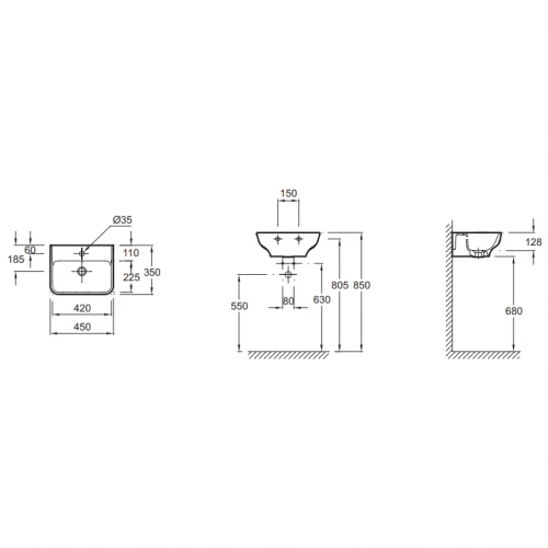 Раковина Jacob Delafon Struktura EGH112-00 45x35 см