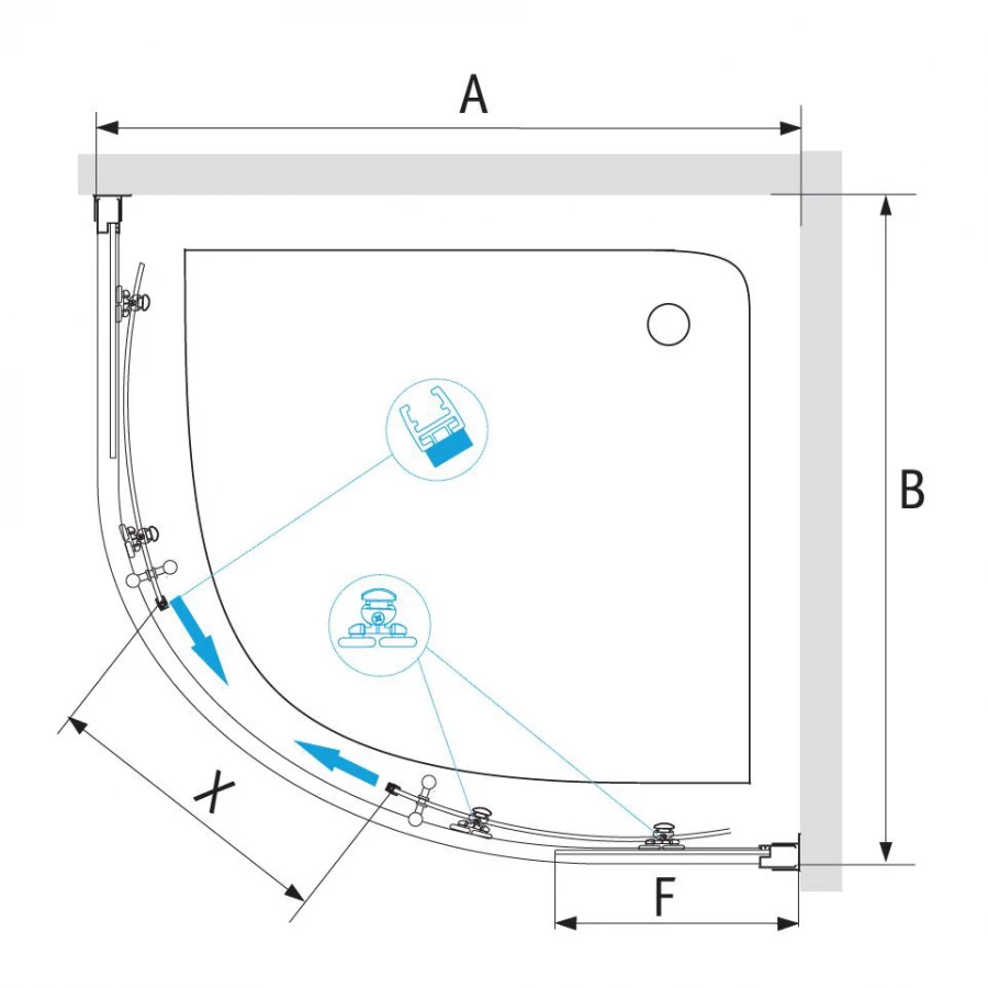 Душевой уголок RGW PA-52B Прозрачное 03085288-14 800x800 мм