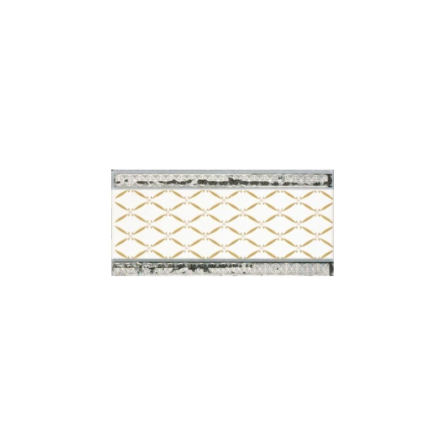 Плитка настенная Ape Ceramica Noblesse Cenefa Delis Blanco Silver глянцевая белая S001228 20х10 см