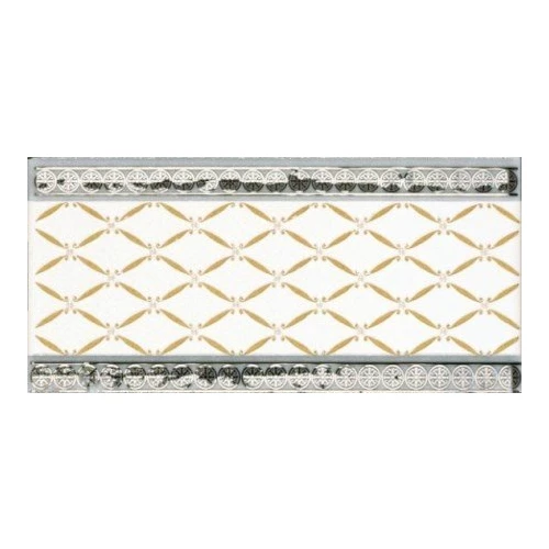 Плитка настенная Ape Ceramica Noblesse Cenefa Delis Blanco Silver глянцевая белая S001228 20х10 см