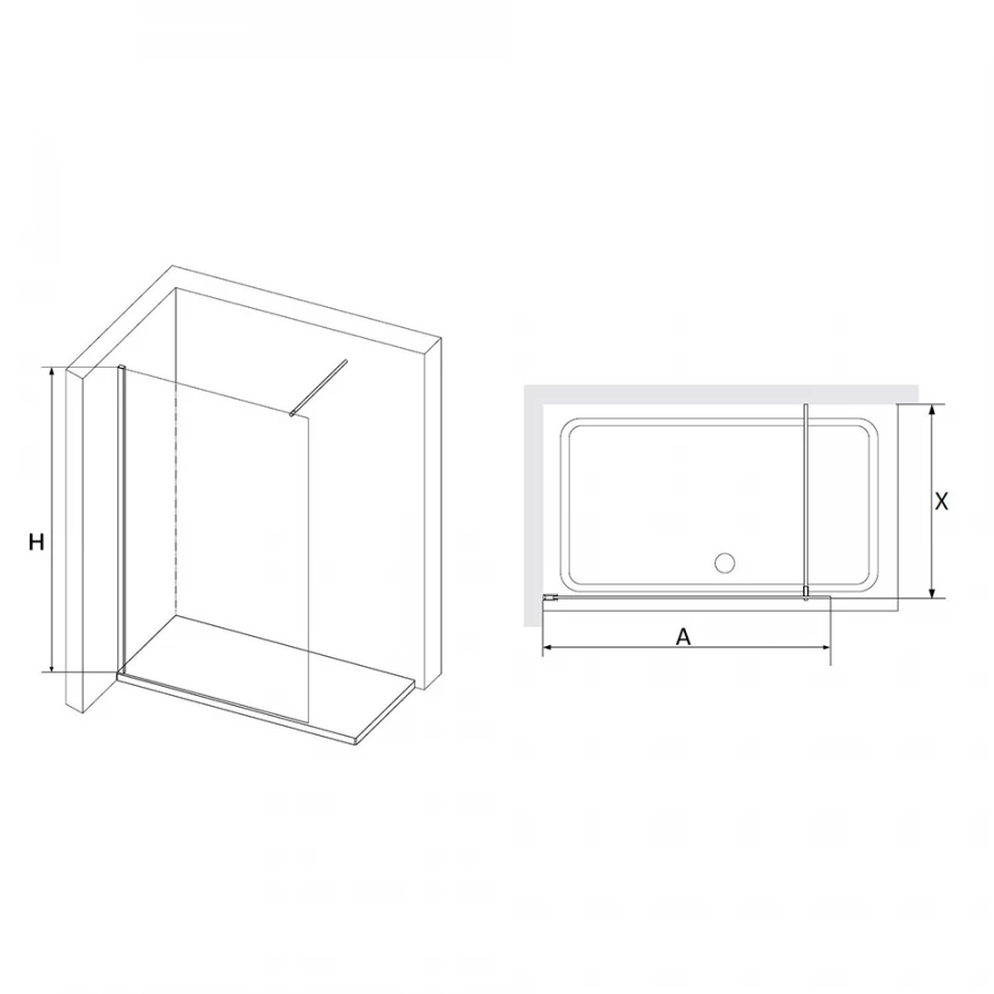 Перегородка для душа RGW WA-10G + Душевая стойка RGW SP-31G Прозрачное 32101009-16 90х195 см