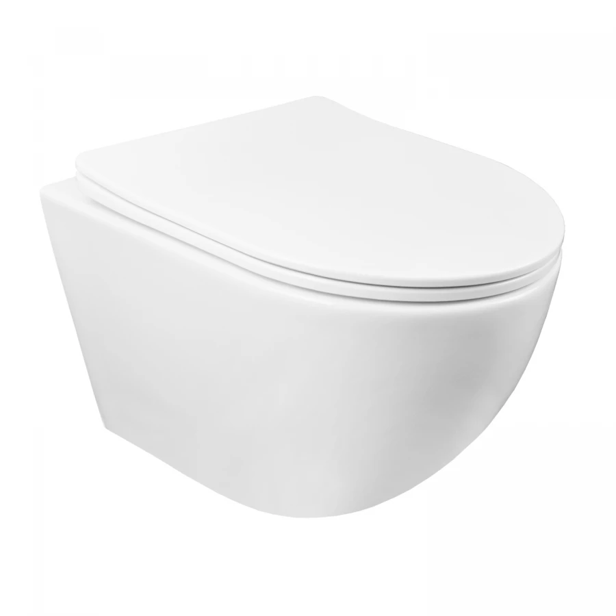 Унитаз подвесной Azario Grado безободковый в комплекте с сидением микролифт белый AZ-0046 SP 49х37х37 см