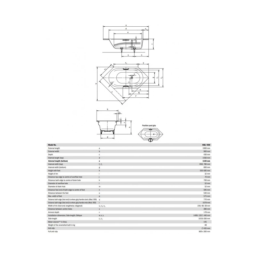 Ванна стальная Kaldewei Vaio Standard 233800010001 190х90 см