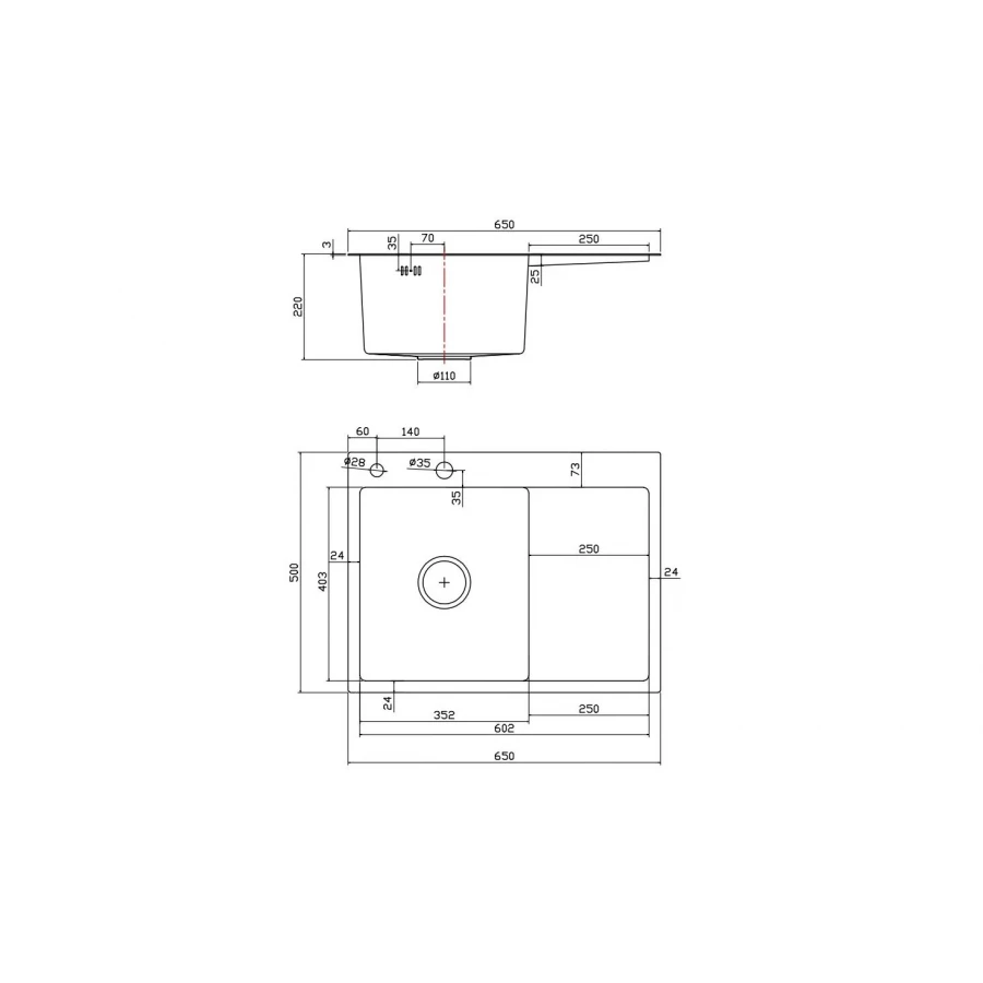 Мойка Fmark для кухни сатин FSC6550L-L 65x50 см