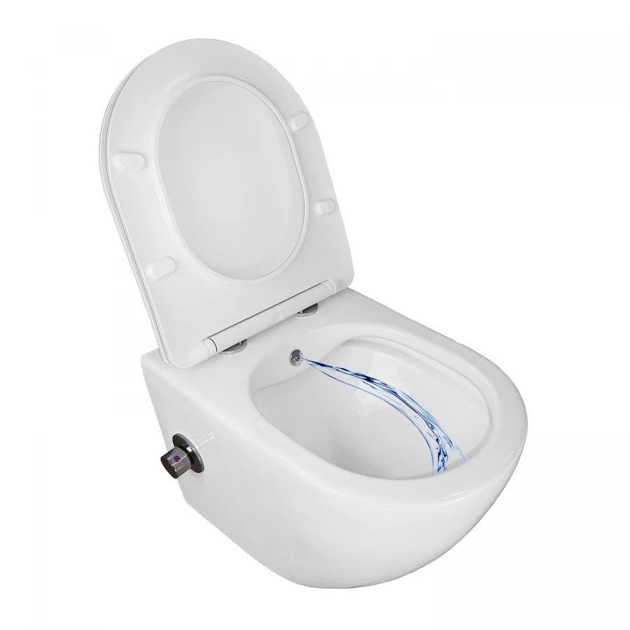 Унитаз подвесной c функцией биде Azario Allegro безободковый встроенный смеситель крышка с сиденьем микролифт AZ-3105B 36х49х36 см