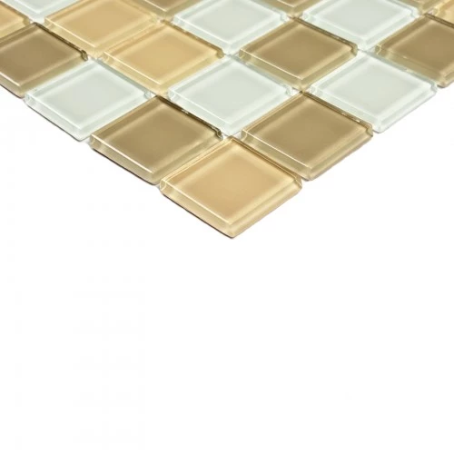 Мозаика Bonaparte Стеклянная мозаика Raf coffee 25х25 глянцевая бежевая 30х30 см