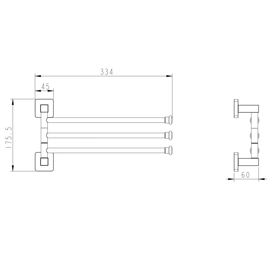 Держатель для полотенец 3 рейки поворотный хром A2613