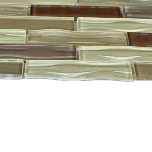 Мозаика Bonaparte Стеклянная мозаика Optima Brown 98х23 глянцевая бежевая 30х30 см