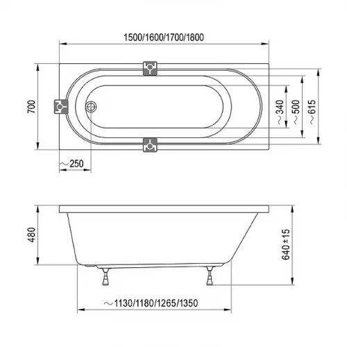 Ванна Ravak Sonata II белая C636R00000 180х70 см