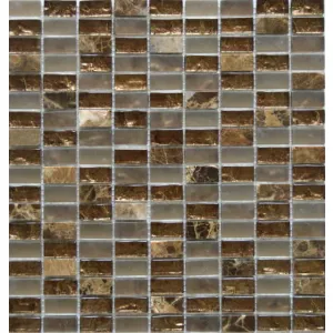 Мозаика Tonomosaic ARM18 imperador dark, матовая, глянцевая, из мрамора и стекла, коричневая 28,5*30,5 см