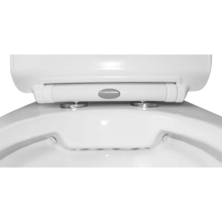 Унитаз напольный Azario Fretta Round безободковый со смывным механизмом geberi бачком и сиденьем микролифт AZ-1217A 65х34х77 см