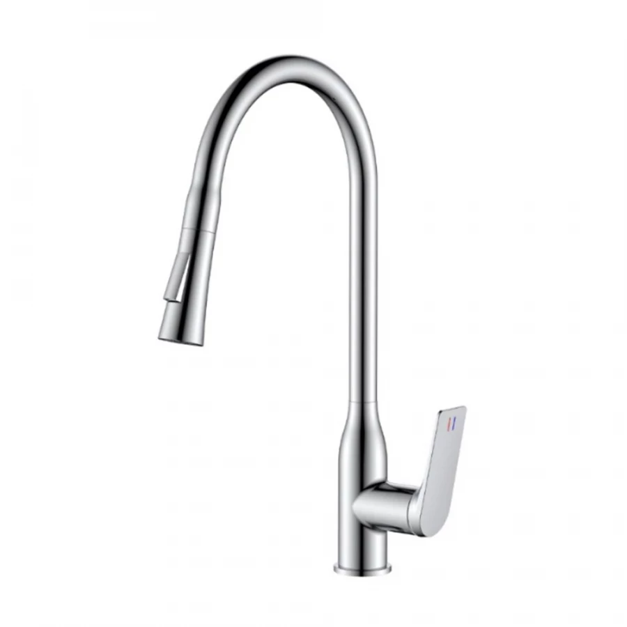 Смеситель Haiba для кухни с выдвижным изливом хром HB73816