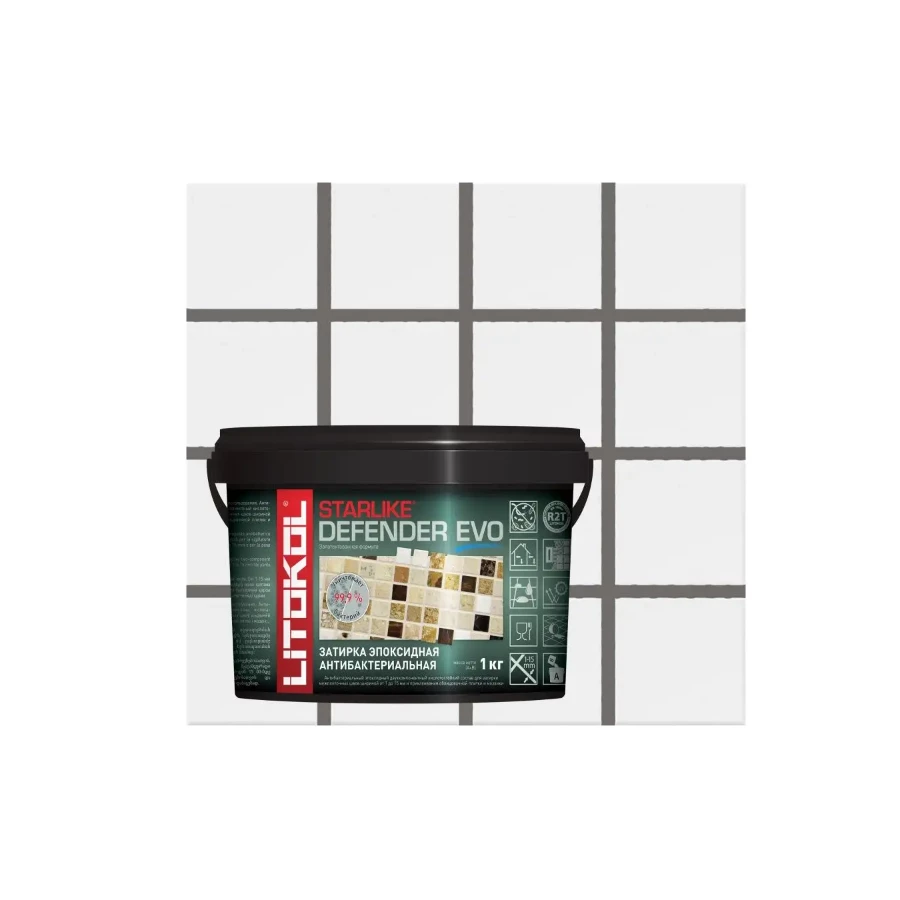 Затирка Litokol Starlike Defender EVO антибактериальная эпоксидная S.120 Grigio Piombo L0485580002 1 кг