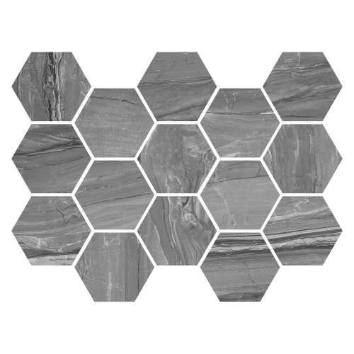 Мозаика Argenta Eos Argent Hexagon серый 32,5x22,5 см