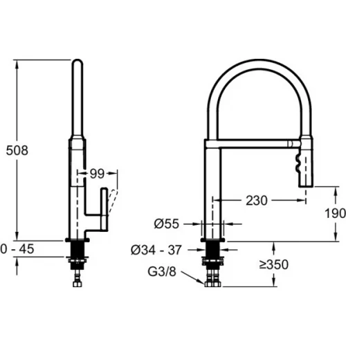 Смеситель для кухни Jacob Delafon Raphael хром черный E23311-CP