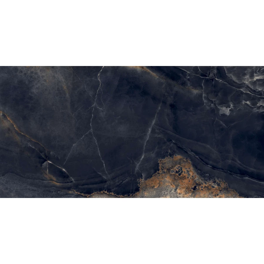 Керамогранит Laparet Interstellar Black глянцевый чёрный 160х80 см