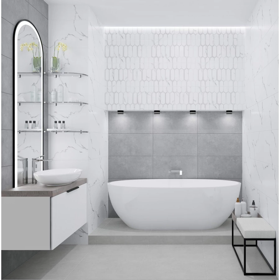 Плитка настенная Azori Calacatta Opaco матовая белая 00-00109614 63х31,5 см