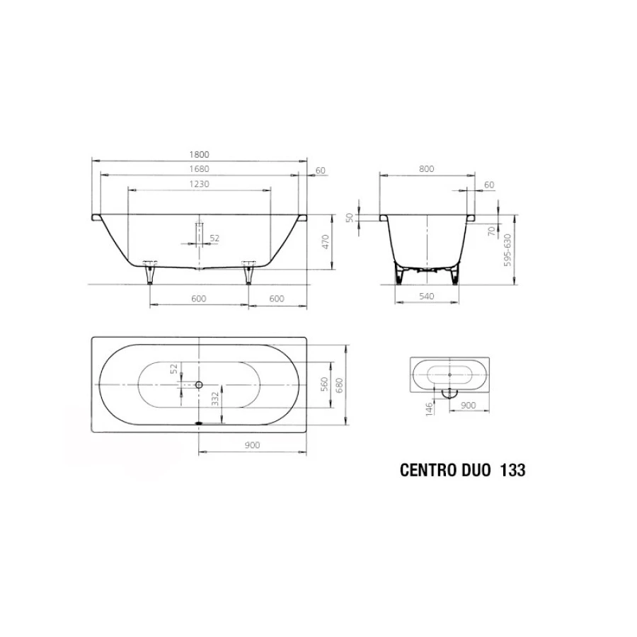Ванна стальная Kaldewei Centro Duo антискользящее покрытие 283330000001 180х80 см