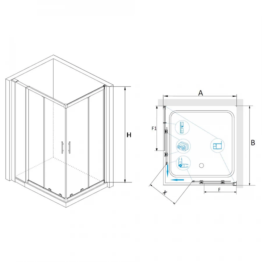 Душевой уголок RGW HO-42 HO-31 + Z-41 Прозрачное 03064281-11 80х110 см