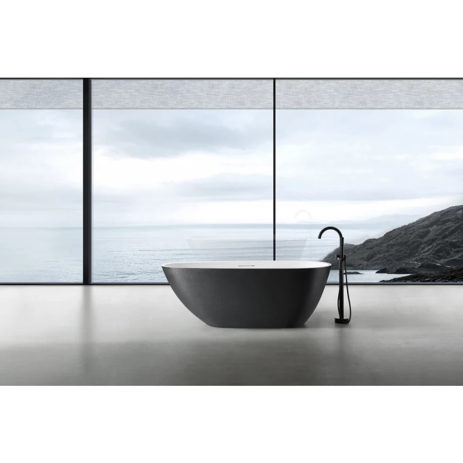 Ванна из искусственного камня Abber Dortmund черно белая матовая AM9911BW 170х75 см