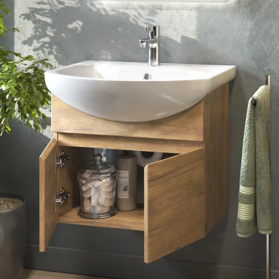 Тумба под раковину Vigo Wing 600-2-0 навесная дуб золотой tp.WIN.BAL.60.2D дуб золотой