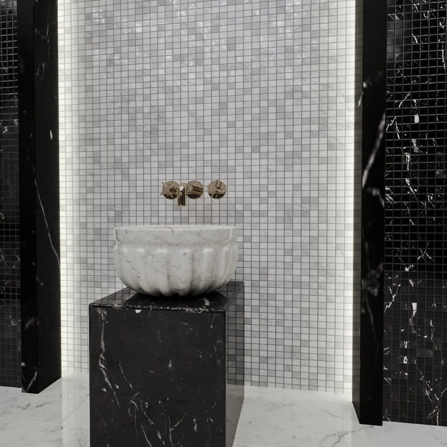 Мозаика Orro Mosaic Стоне Бьянко Каррара 30х30 полированная белая 30,5х30,5 см