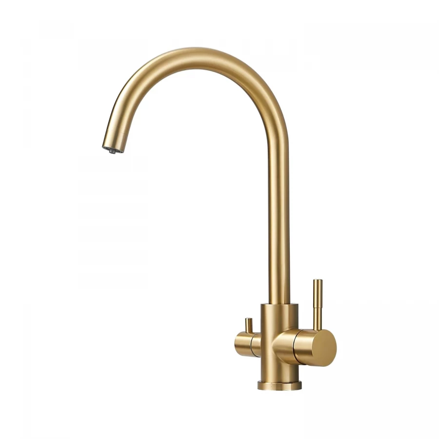 Смеситель Haiba для кухни с подключением фильтра воды матовое золото HB76819-5